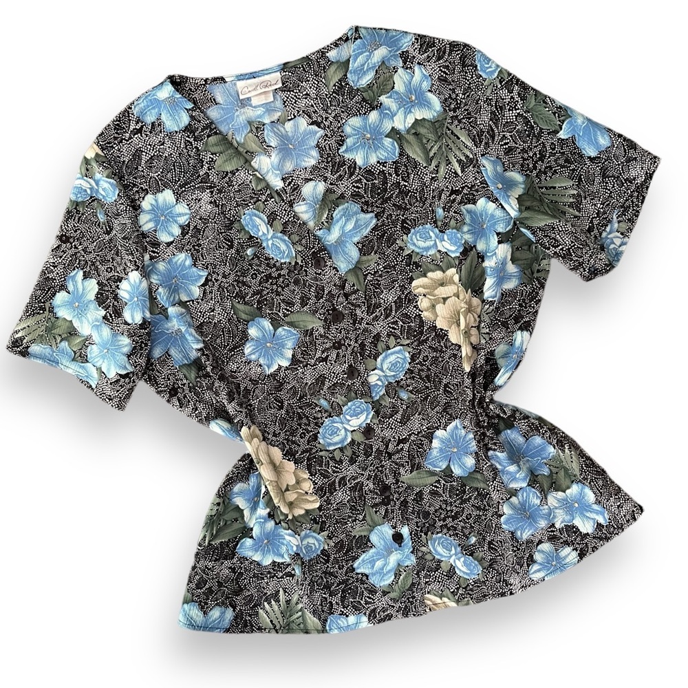 Vintage Floral Paisley Button Down Blouse